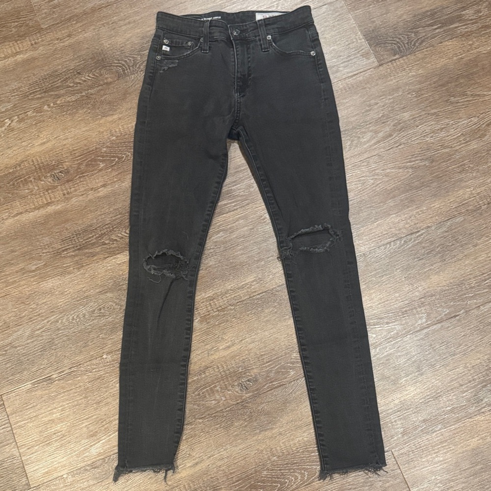 AG Adriano Goldschmied Black Ripped Skinny Jeans